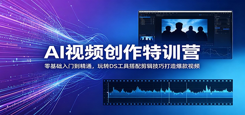 AI视频创作特训营：零基础入门到精通，玩转DS工具搭配剪辑技巧打造爆款视频-网创项目