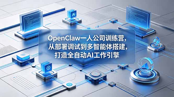 OpenClaw 一人公司训练营，从部署调试到多智能体搭建，打造全自动 AI 工作引擎-网创项目