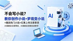 不会写小说？教你创作小说+梦境变小说+爆改热门小说+红果上传注意事项，AI漫剧全流程实战教学-网创项目