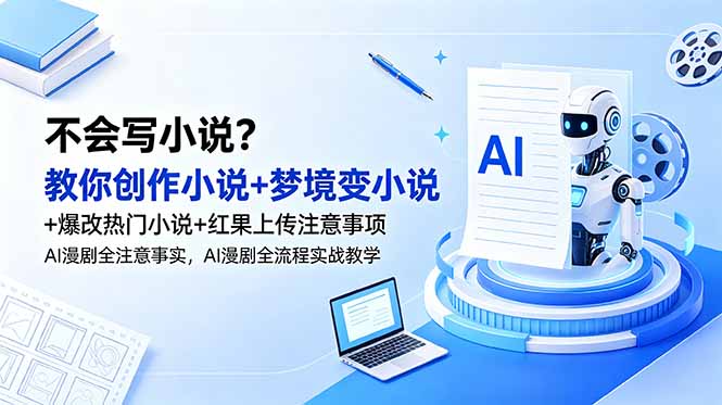 不会写小说？教你创作小说+梦境变小说+爆改热门小说+红果上传注意事项，AI漫剧全流程实战教学-网创项目